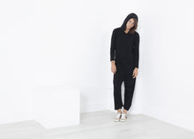 Load image into Gallery viewer, Knit Hooded Jumpsuit in Black
