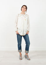 Load image into Gallery viewer, Floral Front Peasant Blouse in White
