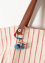 Load image into Gallery viewer, Woven Oversized Tote in Red Stripe
